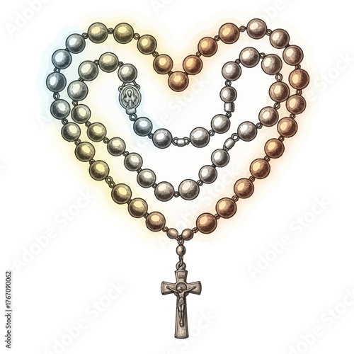 Heart-Shaped Rosary Beads for All Saints' Day Remembrance A Devotional Altar Piece
