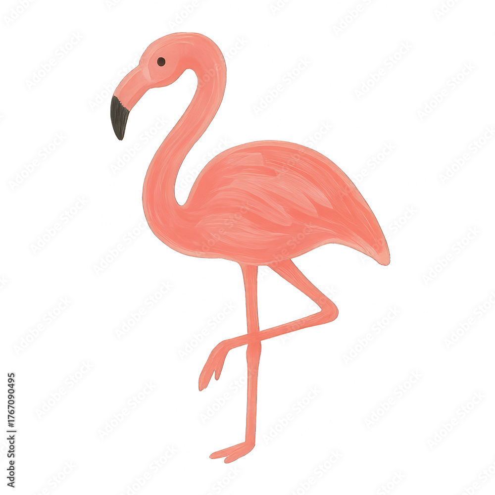 Fototapeta premium PNG Elegant pink flamingo illustration.
