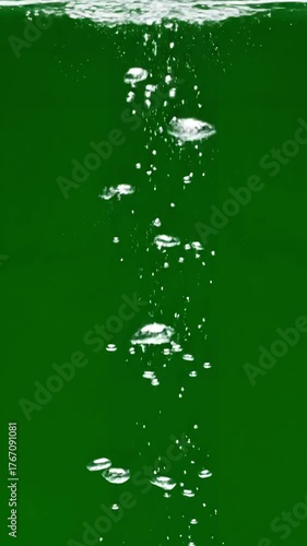 Sparse, Slow-Moving Bubbles with rising white water green screen background distortion, overlay, glitch, static noise, scan lines on black background, 4k animated video loop