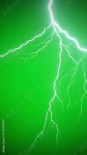 Green Screen thunder storms motion graphic effects on background scene 2 with distortion, overlay, glitch, static noise, scan lines black background, 4k animated video loop
