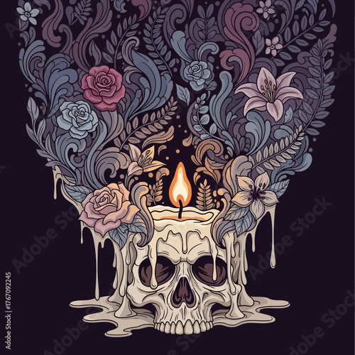 Day of the Dead Sugar Skull with Floral Embellishments Celebrating Skulls and Remembrance