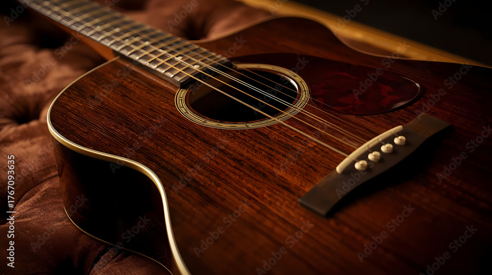 Fototapeta premium Acoustic guitar close-up 