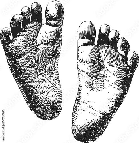 Feet soles sketch, hand drawn vector, detailed anatomical illustration — stock vector