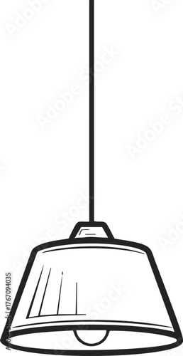 Pendant lamp sketch hand drawn minimal hanging ceiling light — stock vector