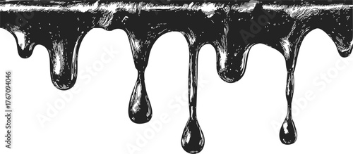 Dripping liquid sketch hand drawn style with detailed black ink lines — stock vector