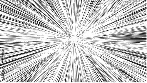 Speed lines radial burst sketch with hand drawn center focus effect — stock vector