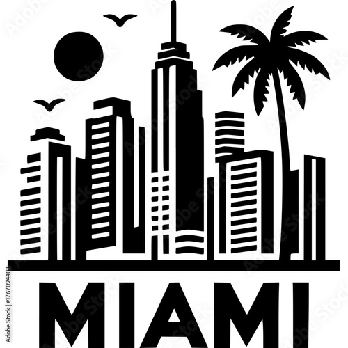 Miami Skyline Icon Vector