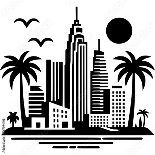 Miami Skyline Icon Vector