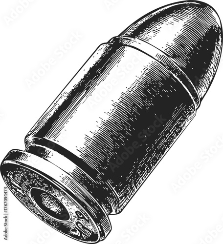 Bullet sketch hand drawn vintage style detailed cartridge illustration — stock vector