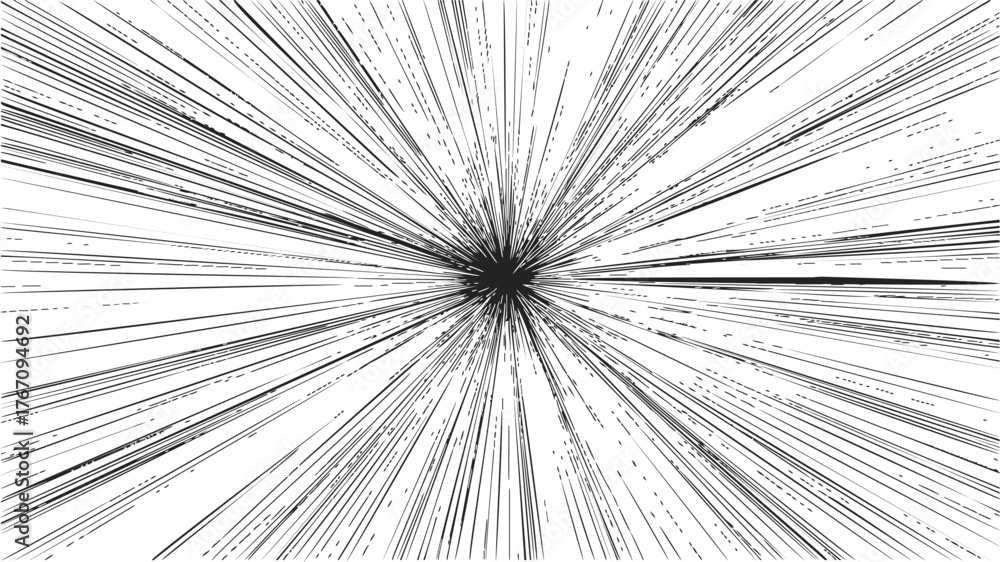 Obraz premium Radial lines sketch hand drawn abstract sunburst burst from center — stock vector