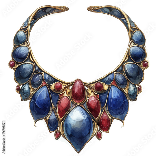 Opera Necklace, watercolor illustration vector, isolated on a white background.