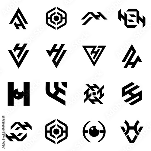 initial logo design vh, h, hv, logotype, monogram, letter, initial, vector, graphic, modern, letter, font, business, alphabet, creative, symbol