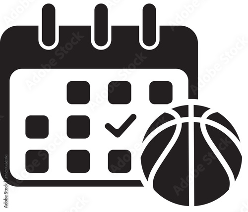 Basketball game schedule icon on a calendar