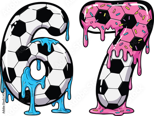 Soccer Ice Cream Drip 67 Vector – Trendy Pop Art Sports Dessert Illustration
