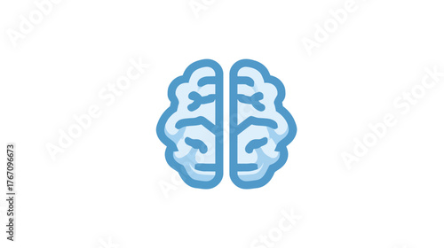 Anatomic blue brain outline with central dividing fissure on a white background