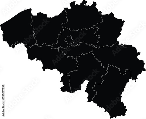 Vector Map of Belgium Editable With Regions