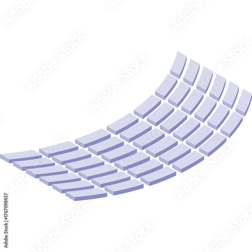 Abstract digital grid pattern with light purple rectangular tiles on a transparent background creating a curved wave-like formation in a clean and modern aesthetic