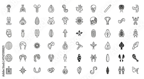 Collection of esoteric occult icons set of thin line vector illustrations for website, mobile app, and graphic design