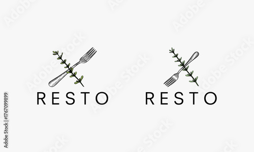 Crossed spoon and fork silhouette for food service hand drawn stamp effect vector illustration. Vintage grunge texture emblem for package and menu design or label decoration.