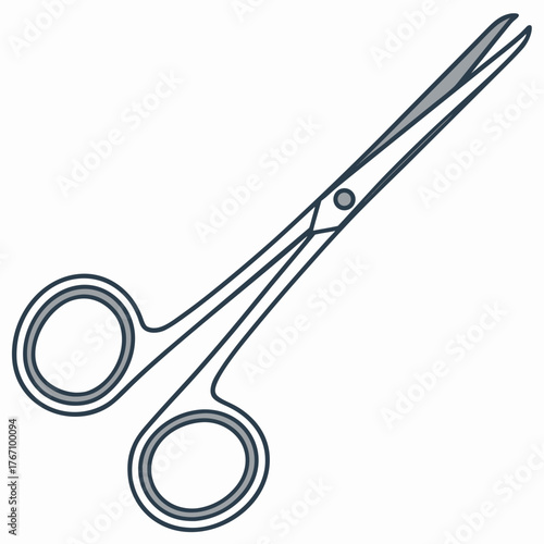 Surgical Scissors Shown In Vector Flat Style