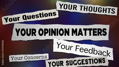 Your Opinion Counts News Headlines Suggestion Feedback Ideas Matter 3d Animation