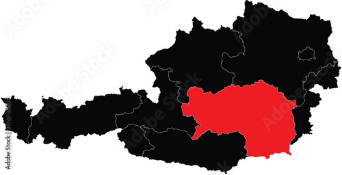 Vector Map of Styria Austria Silhouette Editable Map With Regions