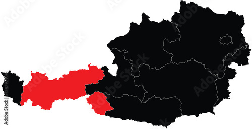 Vector Map of Tyrol on Austria Silhouette Editable Map With Regions