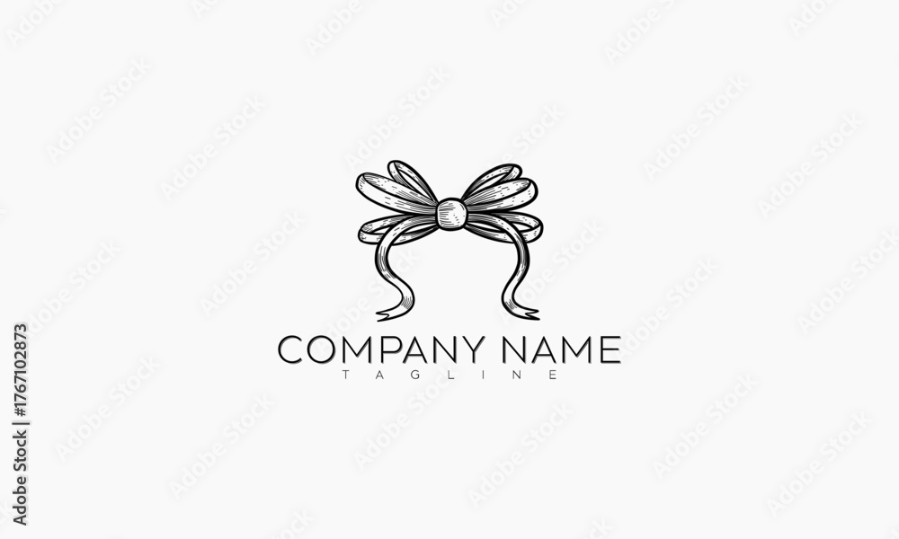 Fototapeta premium Hand-drawn Black and White Bow Logo with Company Name and Tagline