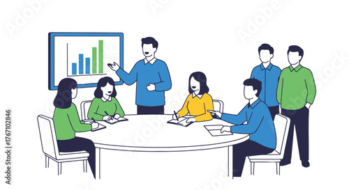 Strategic meeting of healthcare professionals analyzing critical data, fostering innovation, and planning for sector growth and efficiency