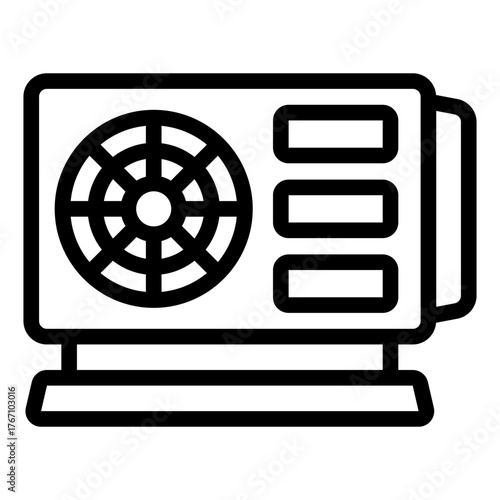 outdoor heat pump outline icon for air temperature control