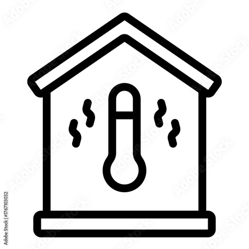 house warm temperature outline icon for cozy climate