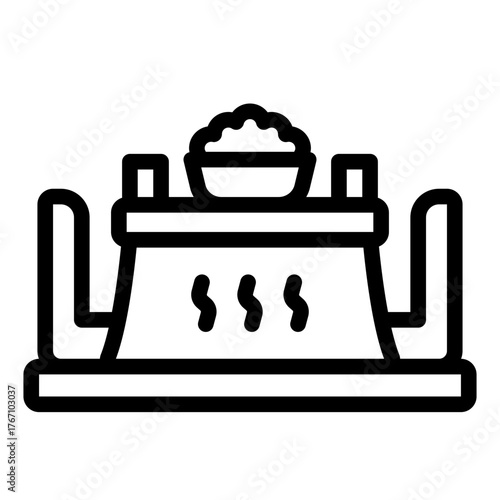 warm kotatsu table outline icon for heated seating area