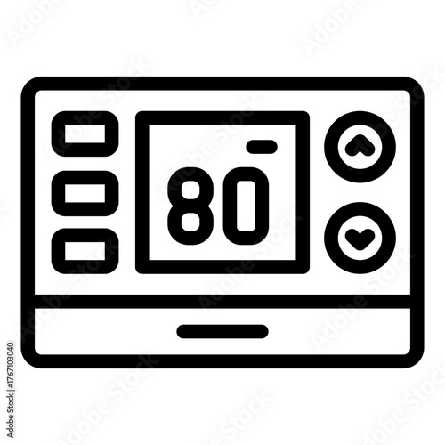 digital thermostat outline icon for indoor temperature setting