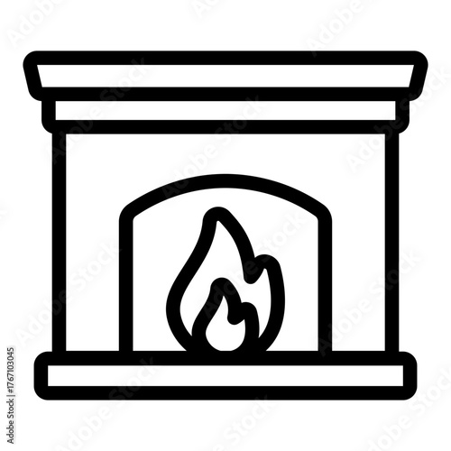 indoor fireplace outline icon for home heating comfort
