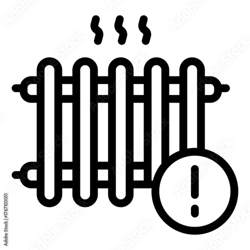 overheat alert outline icon for heating system warning