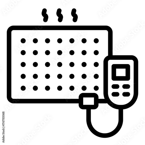 heated mat outline icon with control for foot warming
