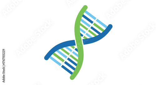 Dynamic Blue and Green DNA Strand Icon Representing Progress in Biotechnology, Genomics, and Modern Healthcare Science for Innovation