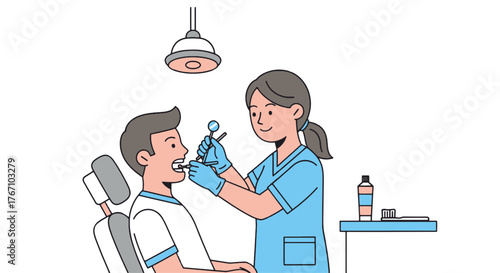 Professional Dentist Performing a Thorough Oral Examination on a Patient, Emphasizing Comprehensive Dental Healthcare and Preventive Measures