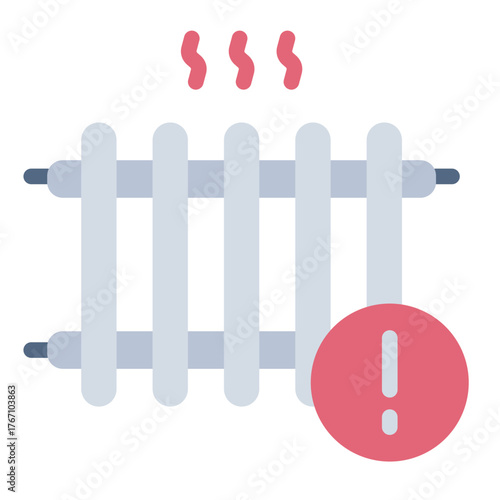 overheat alert flat icon for heating system warning