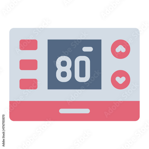 digital thermostat flat icon for indoor temperature setting