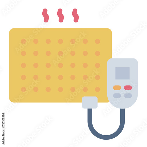 heated mat flat icon with control for foot warming