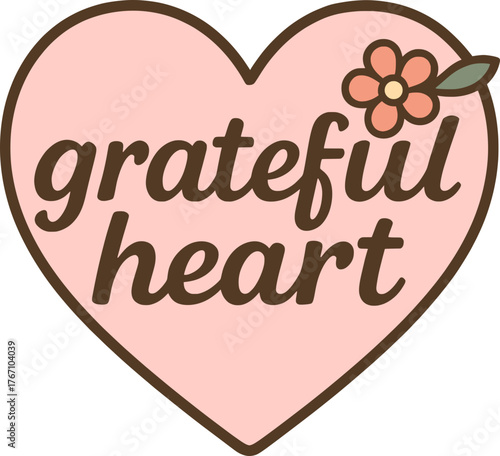 Soft pastel vector with heart icon and floral accent in minimalist gratitude theme