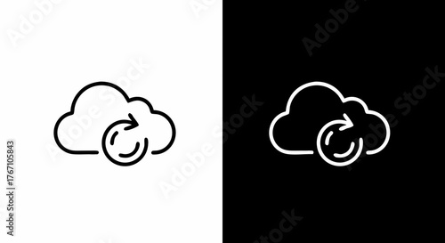 modern cloud data synchronization vector icon set