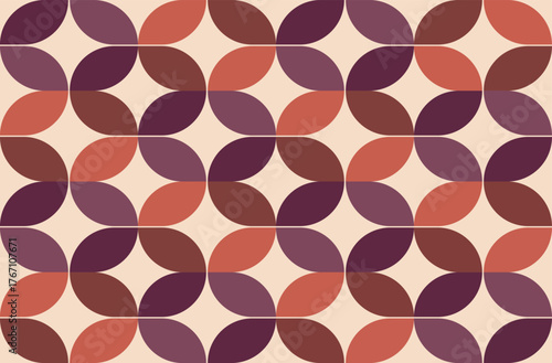 Retro seamless pattern 70s inspired illustration red and purple vector