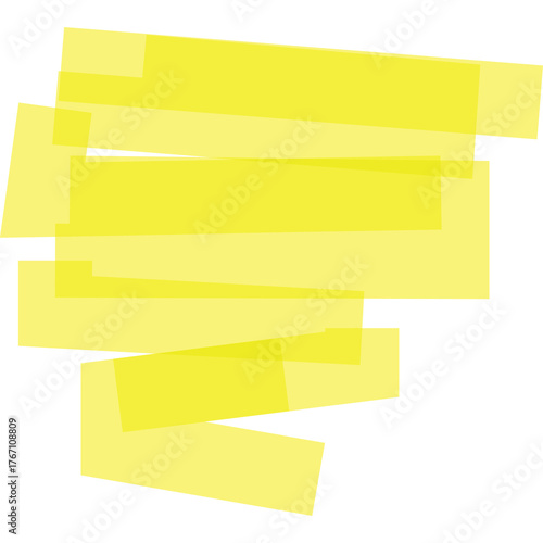 Abstract Yellow Brush Strokes on Transparent Background Expressing Energy and Movement