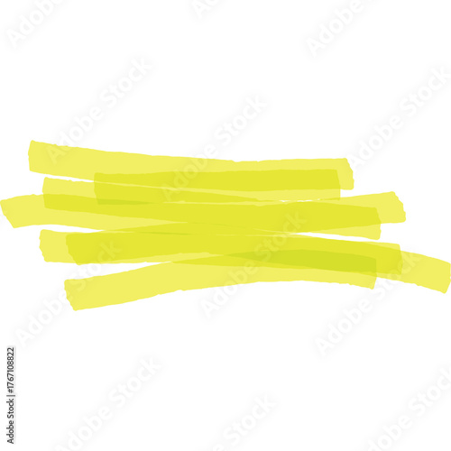 Abstract yellow highlighter marks on transparent background isolated artistic drawing graphic element