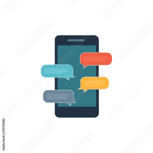 Modern smartphone displaying vibrant chat bubbles for instant digital communication and connection