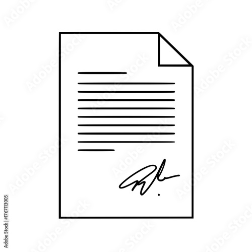 Official document with signature symbolizing agreement and legal approval