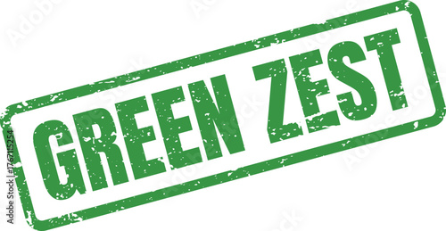 Green Zest textured rubber stamp effect signifying fresh energy and vibrant natural enthusiasm