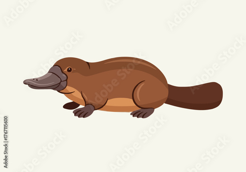 Cute cartoon illustration of a brown platypus animal.